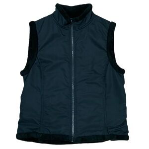 Prana Black Fleece Lined Zip Up Sleeveless Vest Large